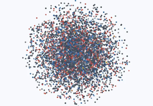 NovaFold prediction for PDB 8vzm, resolving from a point cloud and overlaid on the deposited structure: 0.56 Å C-alpha RMSD across 642 aligned residues
