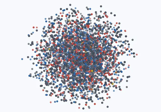 NovaFold prediction for PDB 9avr, resolving from a point cloud and overlaid on the deposited structure: 0.62 Å C-alpha RMSD across 370 aligned residues